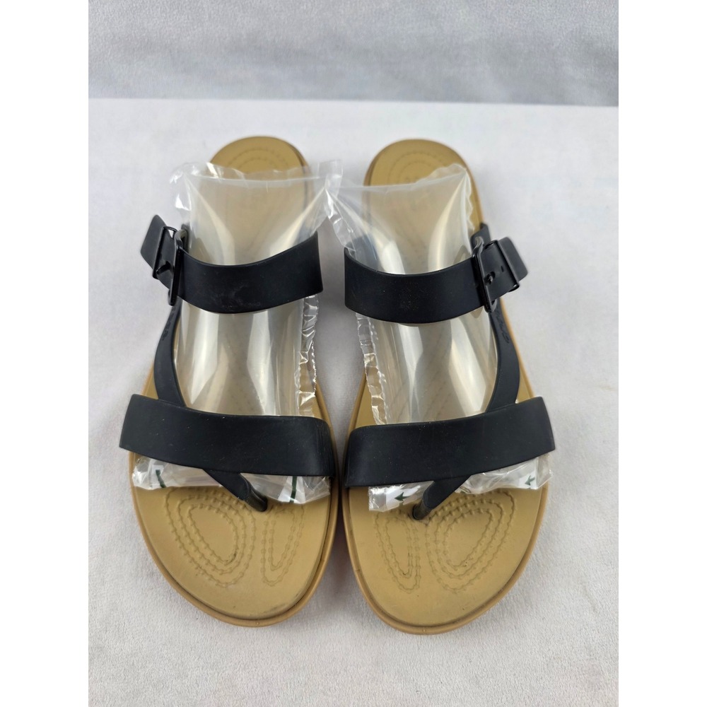 Crocs Women's Tulum Toe Post Sandals in black size 9